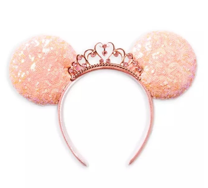 Disney Ears Headband - Minnie Mouse Princess - Coral 1 Disney Ears Headband - Minnie Mouse Princess - Coral