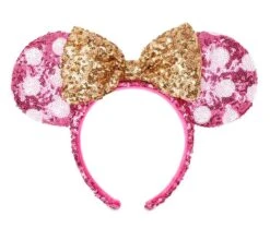 Disney Ears Headband - Minnie Mouse Sequined - Hot Pink & Gold
