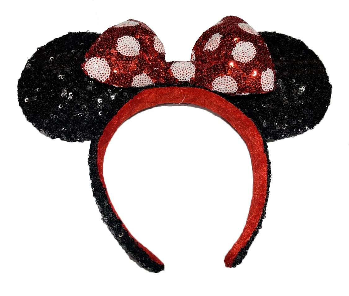 Disney Ears Headband - Minnie Mouse - Sequin Polka Dot Bow 1 Disney Ears Headband - Minnie Mouse - Sequin Polka Dot Bow